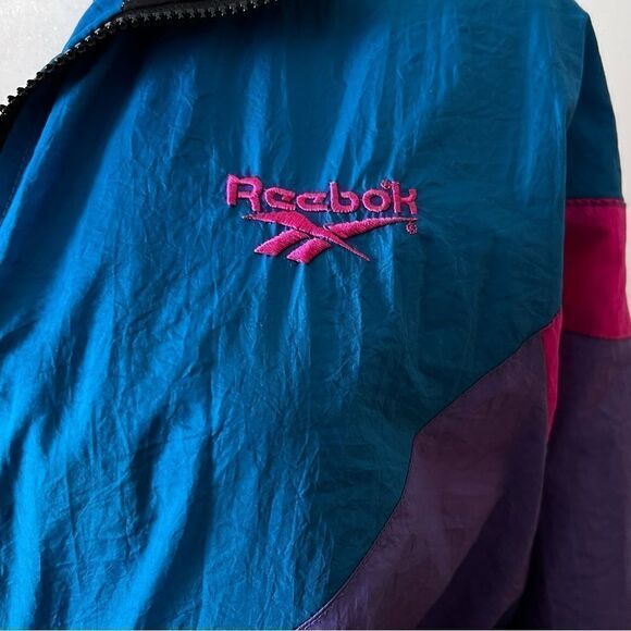 VTG Reebok Track Suit Women Med 90s Blue Purple Black Colorblock Y2K Black Pants - Picture 8 of 11